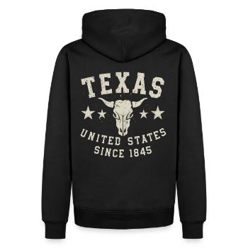 Texas United States Since 1845 USA Amerika - Männer Premium Bio Hoodie - Schwarz - Hinten - Nico (187cm)