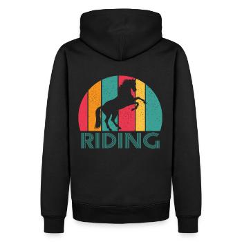 Pferde Reiter Retro Vintage Design - Männer Premium Bio Hoodie - Schwarz - Hinten - Nico (187cm)