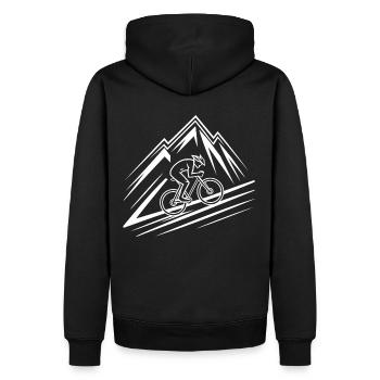 Fahrrad Berg Mountainbike Mountainbiker - Männer Premium Bio Hoodie - Schwarz - Hinten - Nico (187cm)