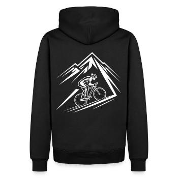 Fahrrad Berg Mountainbike Mountainbiker - Männer Premium Bio Hoodie - Schwarz - Hinten - Nico (187cm)