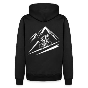 Fahrrad Berg Mountainbike Mountainbiker - Männer Premium Bio Hoodie - Schwarz - Hinten - Nico (187cm)