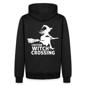 Hexe Hexenbesen Spruch Caution Witch Crossing - Männer Premium Bio Hoodie - Schwarz - Hinten - Nico (187cm)