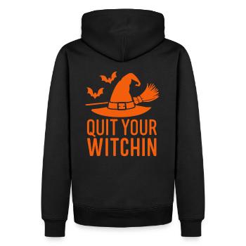 Quittez votre sorcière Halloween en disant la citation - Sweat à capuche Premium bio Homme - noir - Dos - Nico (187cm)