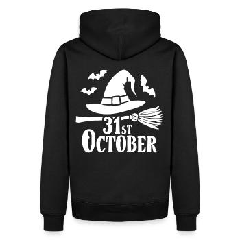 Citation du dicton d’Halloween 31 octobre - Sweat à capuche Premium bio Homme - noir - Dos - Nico (187cm)