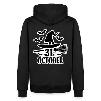 31 octobre Halloween Dicton Citation - Sweat à capuche Premium bio Homme - noir - Dos - Nico (187cm)