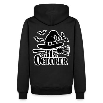 31 octobre Halloween Dicton Citation - Sweat à capuche Premium bio Homme - noir - Dos - Nico (187cm)