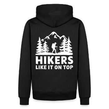 Wanderer Naturfreunde Bergen Wald Outdoor - Männer Premium Bio Hoodie - Schwarz - Hinten - Nico (187cm)