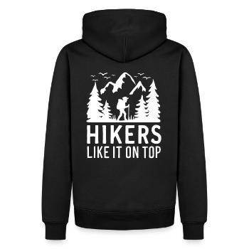 Wanderer Naturfreunde Bergen Wald Outdoor - Männer Premium Bio Hoodie - Schwarz - Hinten - Nico (187cm)