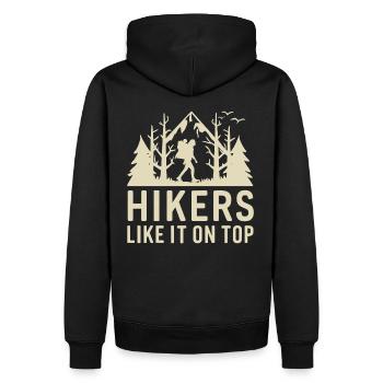 Wanderer Naturfreunde Bergen Wald Outdoor - Männer Premium Bio Hoodie - Schwarz - Hinten - Nico (187cm)