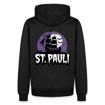 St. Pauli Halloween Reeperbahn Kiez - Männer Premium Bio Hoodie - Schwarz - Hinten - Nico (187cm)