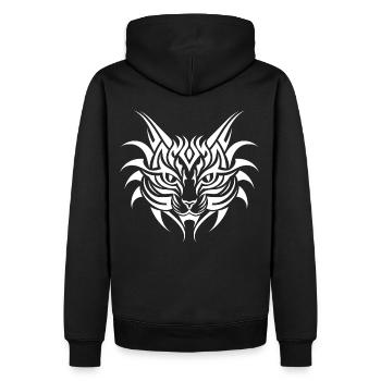 Katze Haustier Tribal Tattoo - Männer Premium Bio Hoodie - Schwarz - Hinten - Nico (187cm)