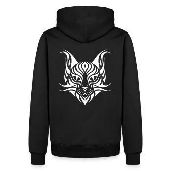 Katze Haustier Tribal Tattoo - Männer Premium Bio Hoodie - Schwarz - Hinten - Nico (187cm)