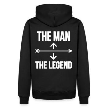 L’homme La légende Mallesprüche - Sweat à capuche Premium bio Homme - noir - Dos - Nico (187cm)