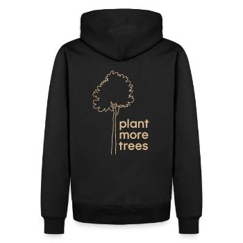 Pflanzt mehr Bäume - Naturschutz Spruch - Männer Premium Bio Hoodie - Schwarz - Hinten - Nico (187cm)