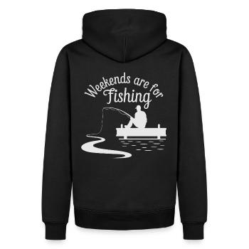 Weekends are for Fishing Fischen Angeln - Men’s Premium Organic Hoodie - black - Back - Nico (187cm)