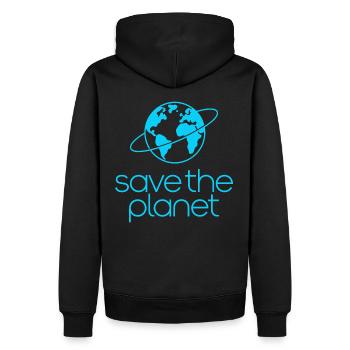 Save the Planet Erde Umweltaktivisten - Männer Premium Bio Hoodie - Schwarz - Hinten - Nico (187cm)