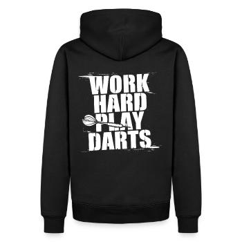 Travailler dur Jeu Fléchettes Joueur de fléchettes Sport - Sweat à capuche Premium bio Homme - noir - Dos - Nico (187cm)