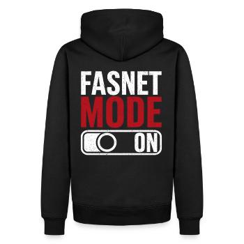 Fasnet Mode On - Männer Premium Bio Hoodie - Schwarz - Hinten - Nico (187cm)