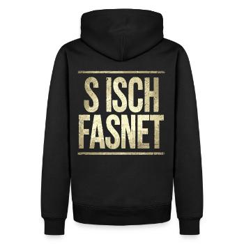 S Isch Fasnet - Karneval Fasching Spruch - Männer Premium Bio Hoodie - Schwarz - Hinten - Nico (187cm)