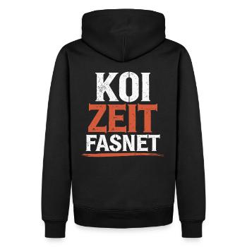 Koi Zeit Fasnet - Karneval Fasching - Männer Premium Bio Hoodie - Schwarz - Hinten - Nico (187cm)