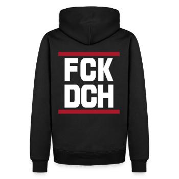 FCK DCH Fuck You Dire Citation - Sweat à capuche Premium bio Homme - noir - Dos - Nico (187cm)