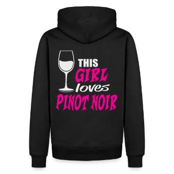 This Girl loves Pinot Noir Rotwein Spruch - Männer Premium Bio Hoodie - Schwarz - Hinten - Nico (187cm)