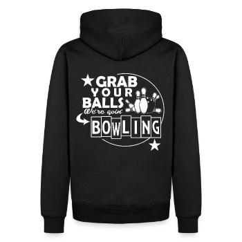 Bowling Attrapez vos boules - Sweat à capuche Premium bio Homme - noir - Dos - Nico (187cm)