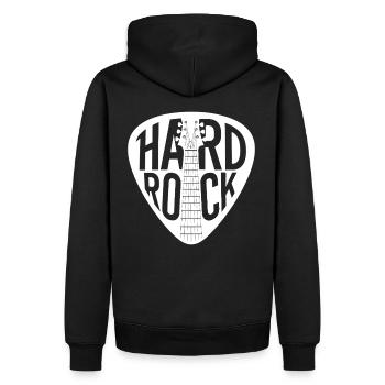 Hard Rock Gitarren-Plektrum - Männer Premium Bio Hoodie - Schwarz - Hinten - Nico (187cm)