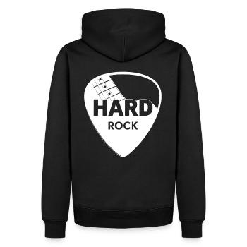 Hard Rock Gitarren-Plektrum - Männer Premium Bio Hoodie - Schwarz - Hinten - Nico (187cm)