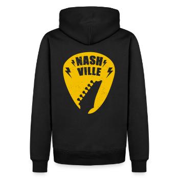 Nashville Music City Gitarren-Plektrum - Männer Premium Bio Hoodie - Schwarz - Hinten - Nico (187cm)