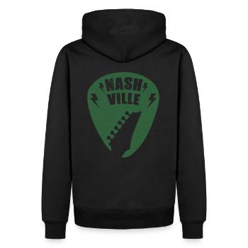 Nashville Music City Gitarren-Plektrum - Männer Premium Bio Hoodie - Schwarz - Hinten - Nico (187cm)