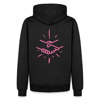 Poignée de main Main Amitié Amis - Sweat à capuche Premium bio Homme - noir - Dos - Nico (187cm)