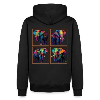 Bunte Elefanten Elefant Tierfreunde - Männer Premium Bio Hoodie - Schwarz - Hinten - Nico (187cm)
