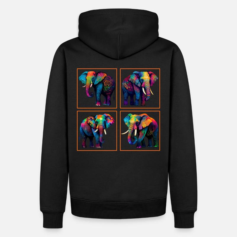 Bunte Elefanten Elefant Tierfreunde - Männer Premium Bio Hoodie - Schwarz