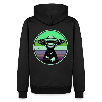UFO-Bigfoot Nessie Einhorn - Männer Premium Bio Hoodie - Schwarz - Hinten - Nico (187cm)