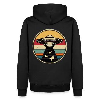 UFO-Bigfoot Nessie Einhorn - Männer Premium Bio Hoodie - Schwarz - Hinten - Nico (187cm)