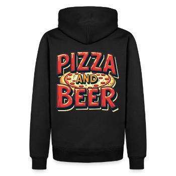 Pizza et bière Nourriture Alcool Dictons amusants - Sweat à capuche Premium bio Homme - noir - Dos - Nico (187cm)