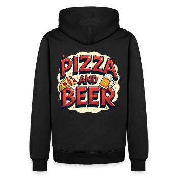 Pizza et bière Nourriture Alcool Dictons amusants - Sweat à capuche Premium bio Homme - noir - Dos - Nico (187cm)