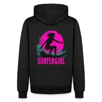 Surfer Girl Surferin Wellenreiten Surfen Surfer - Männer Premium Bio Hoodie - Schwarz - Hinten - Nico (187cm)