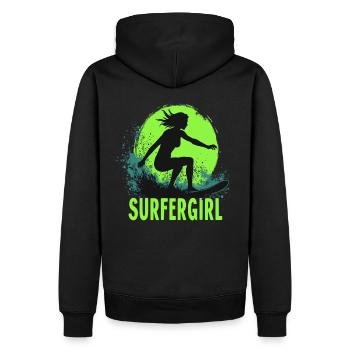 Surfer Girl Surferin Wellenreiten Surfen Surfer - Männer Premium Bio Hoodie - Schwarz - Hinten - Nico (187cm)
