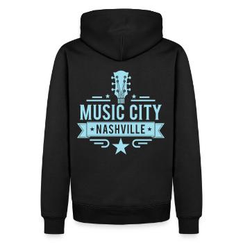 Music City Nashville Guitare Tennessee - Sweat à capuche Premium bio Homme - noir - Dos - Nico (187cm)