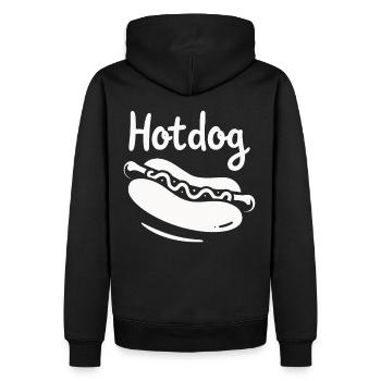 Hotdog Liebe in Schwarz-Weiß Look - Männer Premium Bio Hoodie - Schwarz - Hinten - Nico (187cm)