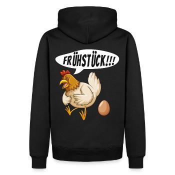 Huhn Ei Frühstück Fun - Männer Premium Bio Hoodie - Schwarz - Hinten - Nico (187cm)