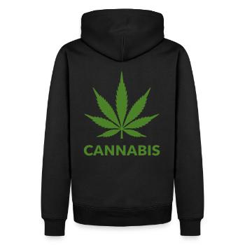 Feuille de chanvre de cannabis look vert - Sweat à capuche Premium bio Homme - noir - Dos - Nico (187cm)