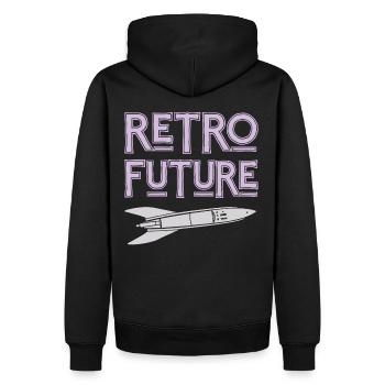 Retro Future Rakete Nostalgie - Männer Premium Bio Hoodie - Schwarz - Hinten - Nico (187cm)