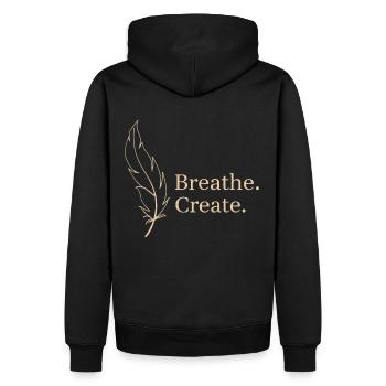 Breath Create Feather Lightness - Men’s Premium Organic Hoodie - black - Back - Nico (187cm)