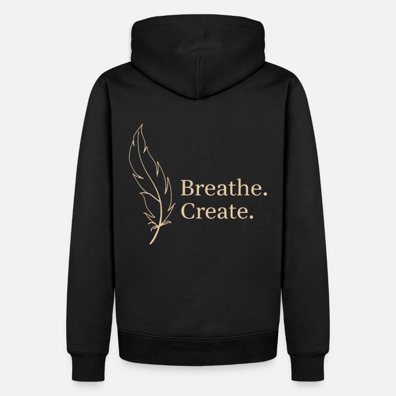 Breath Create Feder Leichtigkeit - Männer Premium Bio Hoodie - Schwarz