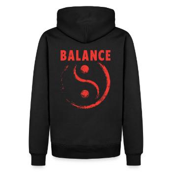 Équilibre Yin et Yang - Sweat à capuche Premium bio Homme - noir - Dos - Nico (187cm)