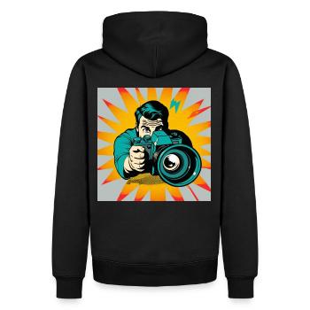 PopArt Photographer - Men’s Premium Organic Hoodie - black - Back - Nico (187cm)