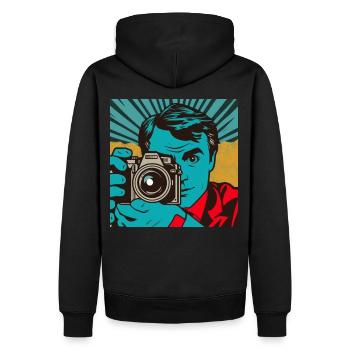 Photographe Pop Art - Sweat à capuche Premium bio Homme - noir - Dos - Nico (187cm)
